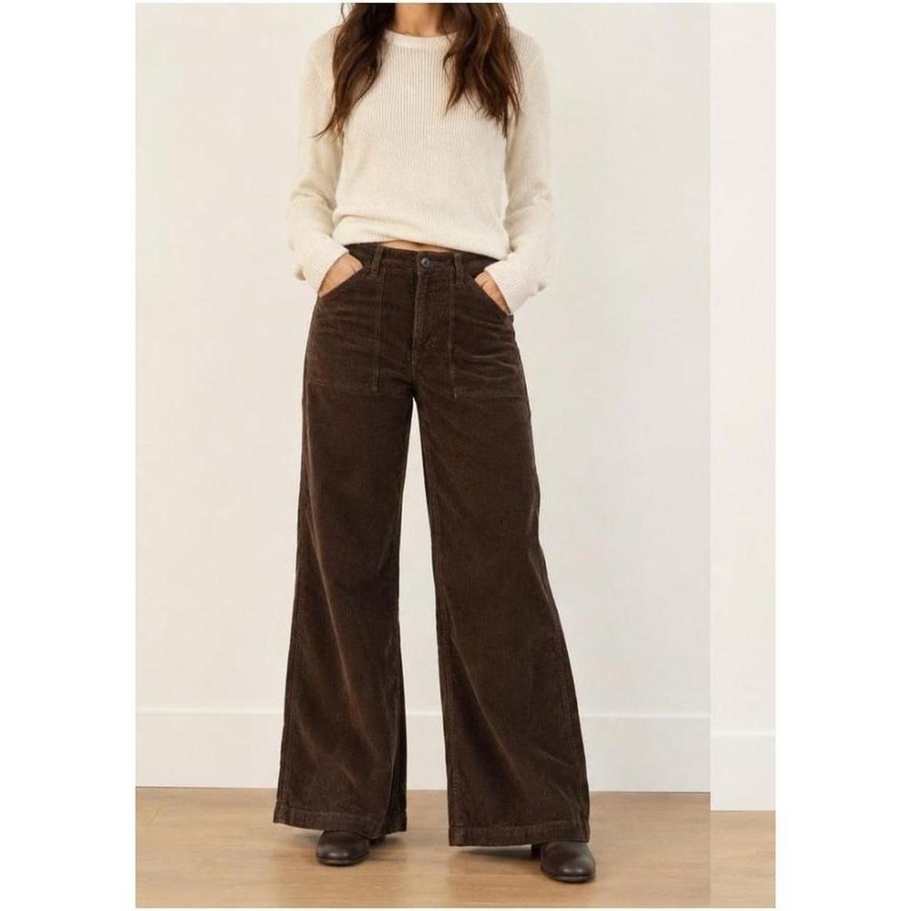 Womens NWOT Madewell Emmett Chocolate Wide-Leg Corduroy Pants